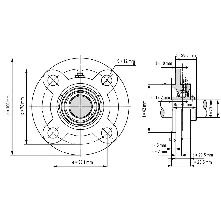 یاتاقان فلنجی گرد UCFC 204 | مشخصات فنی و کاربرد | Tower Bearing